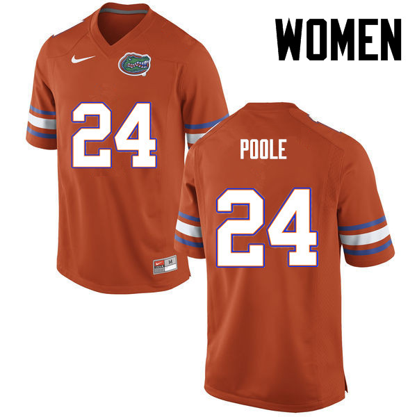 Women Florida Gators #24 Brian Poole College Football Jerseys-Orange - Click Image to Close